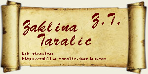 Žaklina Taralić vizit kartica
